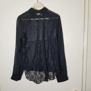 Frenchi Midnight Lace Sheer Blouse - Size: Medium